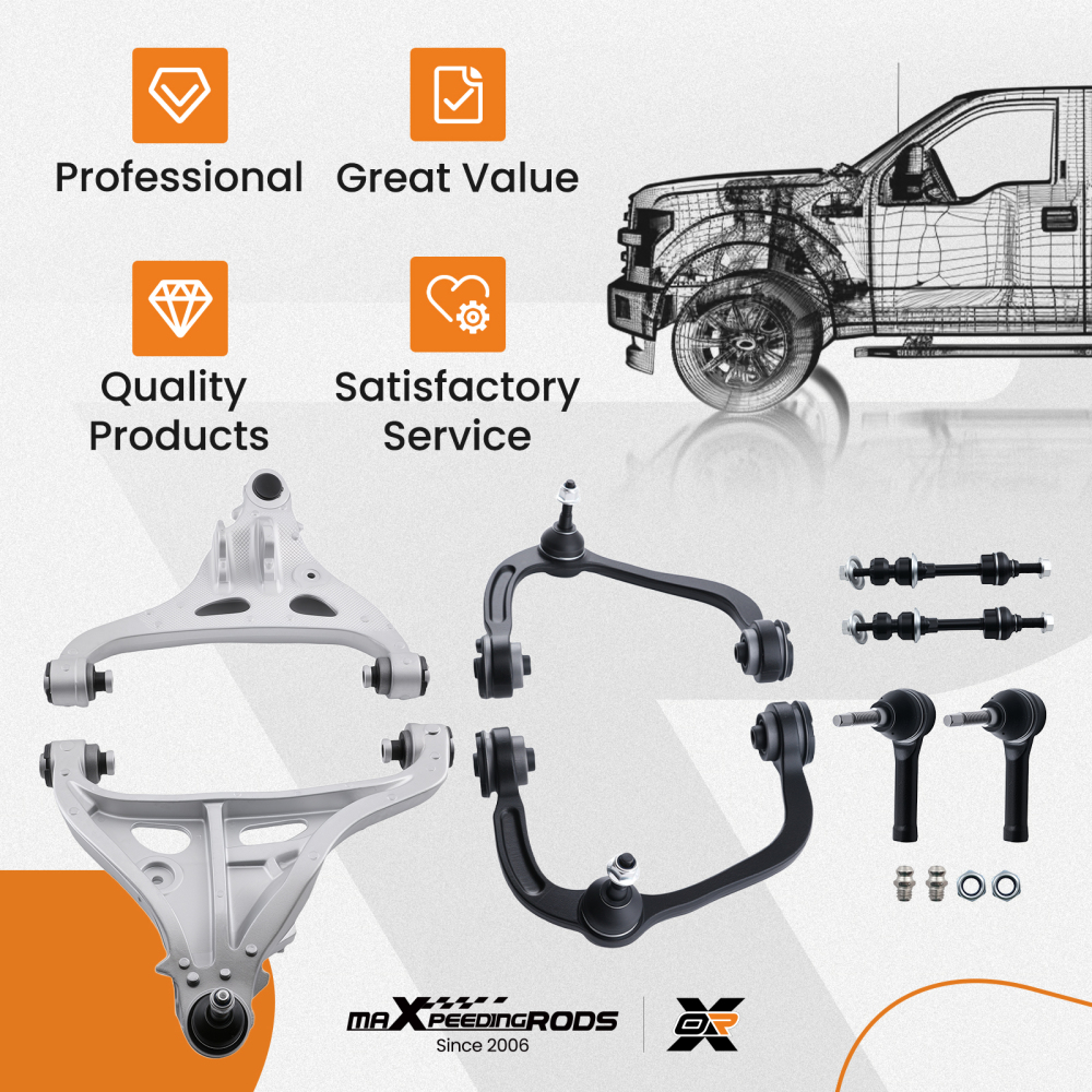 8pc Front Upper Lower Control Arm for F-150 2005-2008 w/ Tie Rod Sway Bar K80306