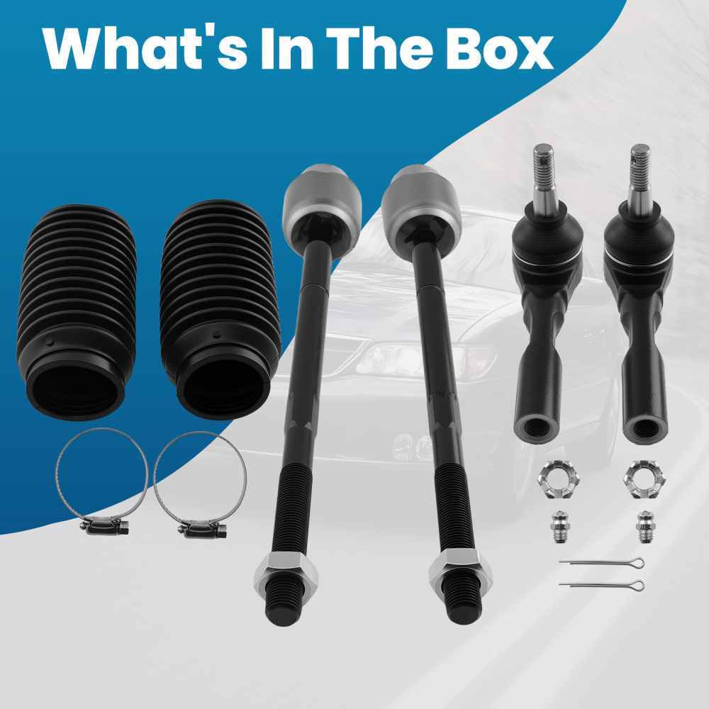 6pcs Front Tie Rod End Links Kit compatible for Pontiac G6 compatible for Chevrolet Malibu Saturn Aura