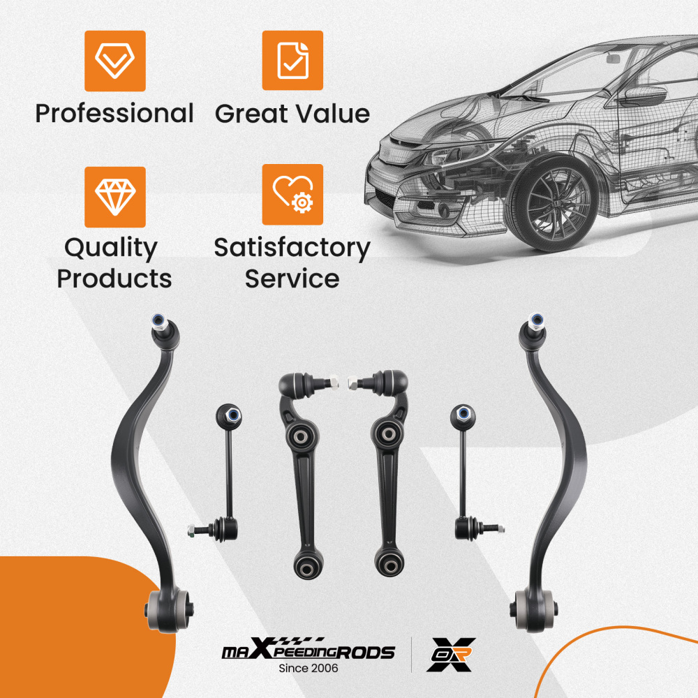 8x Suspension Front Lower Upper Control Arms Sway Bar compatible for Ford Fusion Mkz 07-10