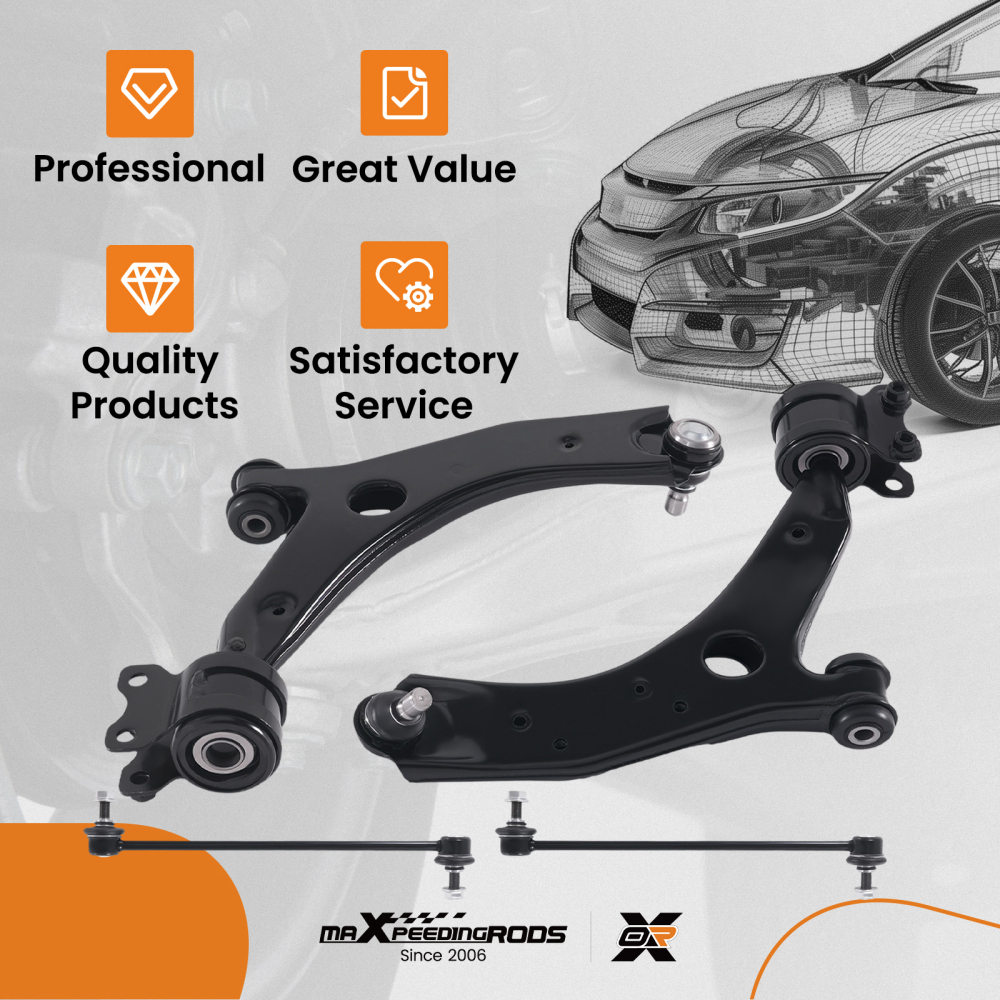 Front Lower Control Arms Sway Bar End Link For 2007-2009 compatible for Mazda 3 K620068 K620067