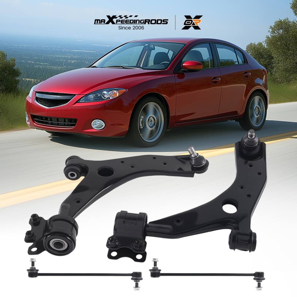 Front Lower Control Arms Sway Bar End Link For 2007-2009 compatible for Mazda 3 K620068 K620067