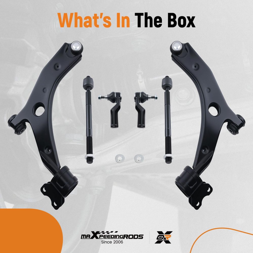 6x Front Lower Control Arm Tie Rod End compatible for Mazda 3 2007-2009 K620068 K620067