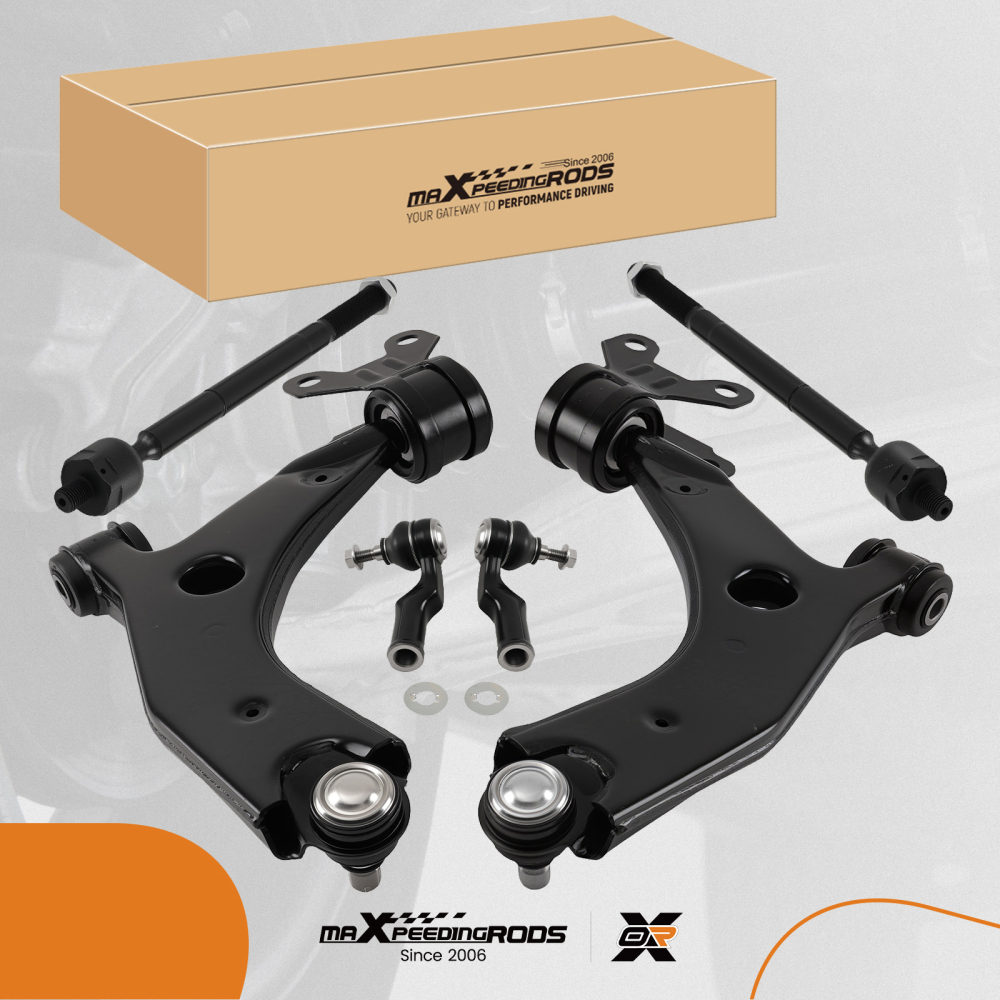 6PC Front Lower Control Arms Inner Outer Tie Rod Ends Kit compatible for Mazda 3 2010-2013