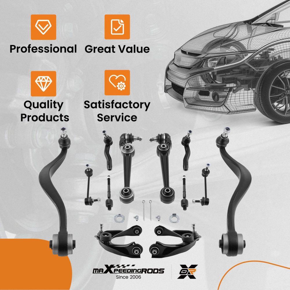 12PC Front Lower Upper Forward Rearward Control Arm Stabilizer compatible for Mazda 6 03-08