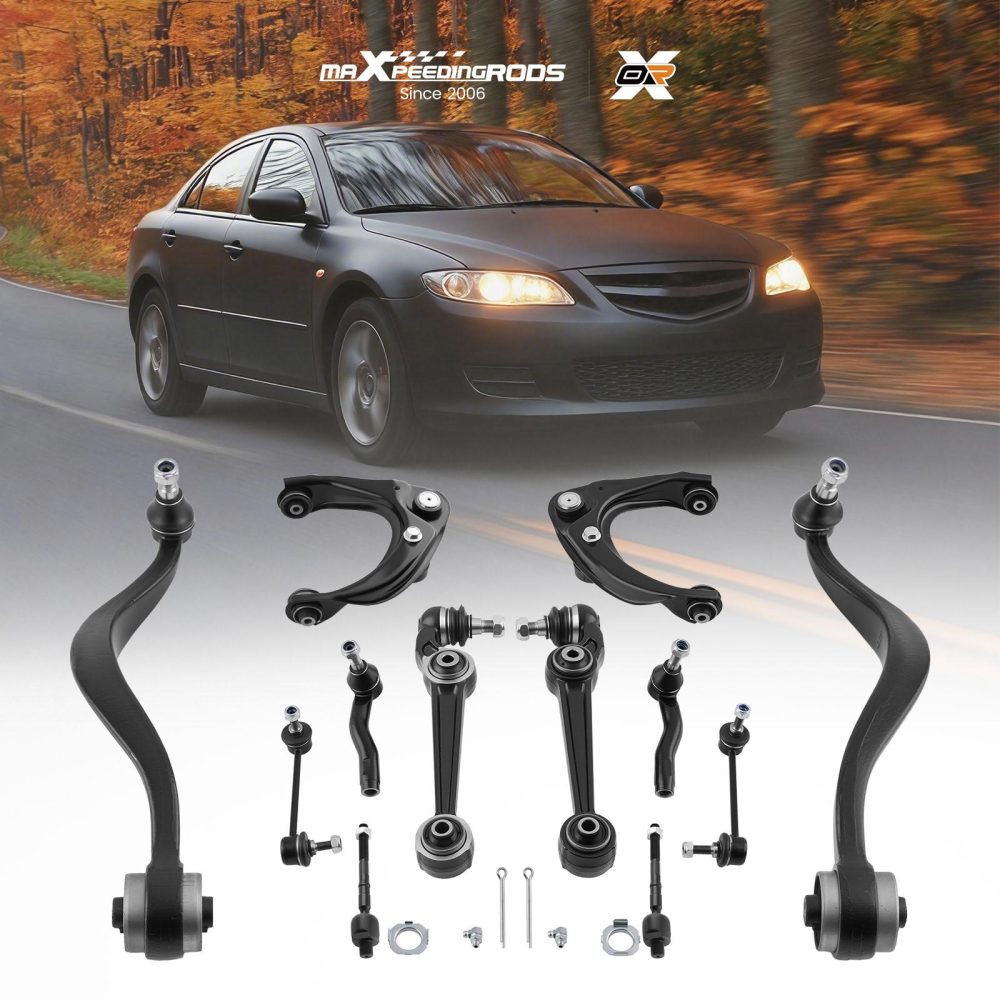 12PC Front Lower Upper Forward Rearward Control Arm Stabilizer compatible for Mazda 6 03-08