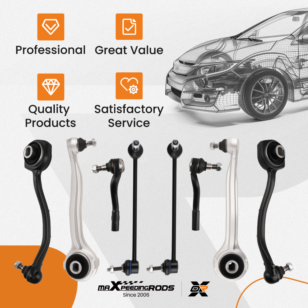 8X FRONT UPPER+LOWER WISHBONE CONTROL ARM SET compatible for MERCEDES-BENZ CL203 S203 W203