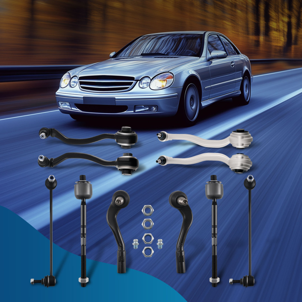 10pc Lower Control Arm Swaybar Tierod compatible for Mercedes Benz CLK500/CLK550 2001-2009