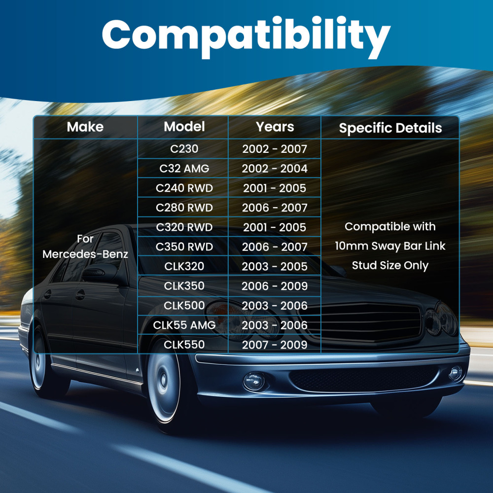 10pc Lower Control Arm Swaybar Tierod compatible for Mercedes Benz CLK500/CLK550 2001-2009