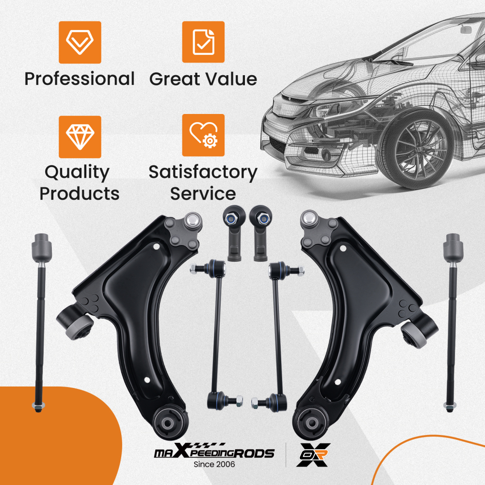 8X BRACCI DI CONTROLLO ANTERIORI SINISTRO + DESTRO compatibile per OPEL MERIVA X03 2003-2010