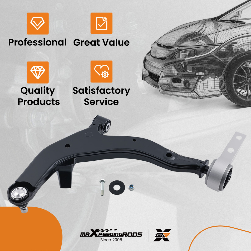 Front Lower Control Arm Assembly Passenger Side compatible for Nissan Murano 2003-2007
