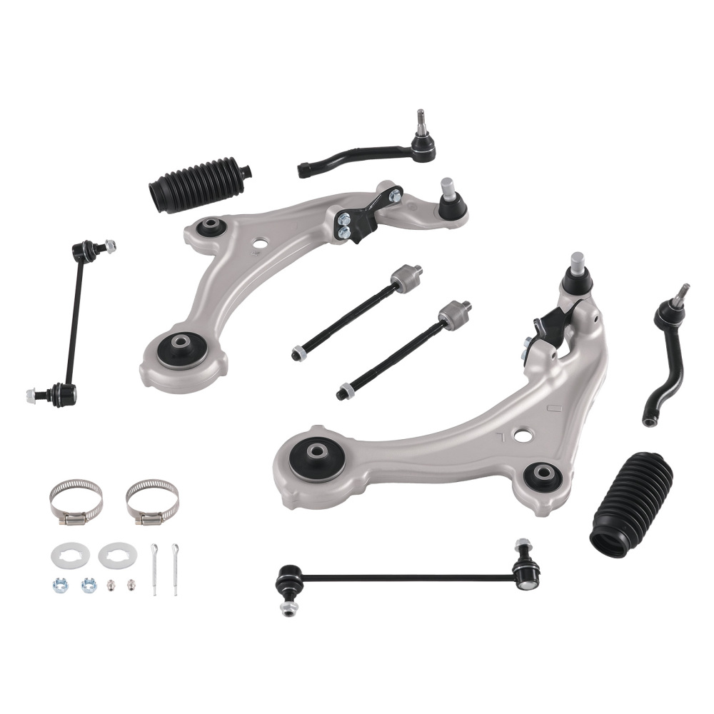 10pc Front Lower Control Arms Sway Bars Tie Rod Ends For 2009-2014 compatible for Nissan Murano