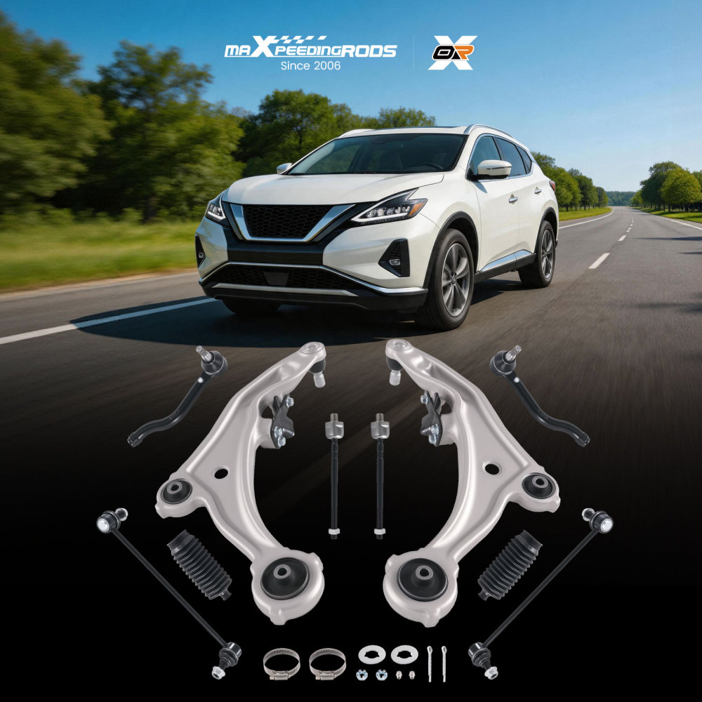 10pc Front Lower Control Arms Sway Bars Tie Rod Ends For 2009-2014 compatible for Nissan Murano