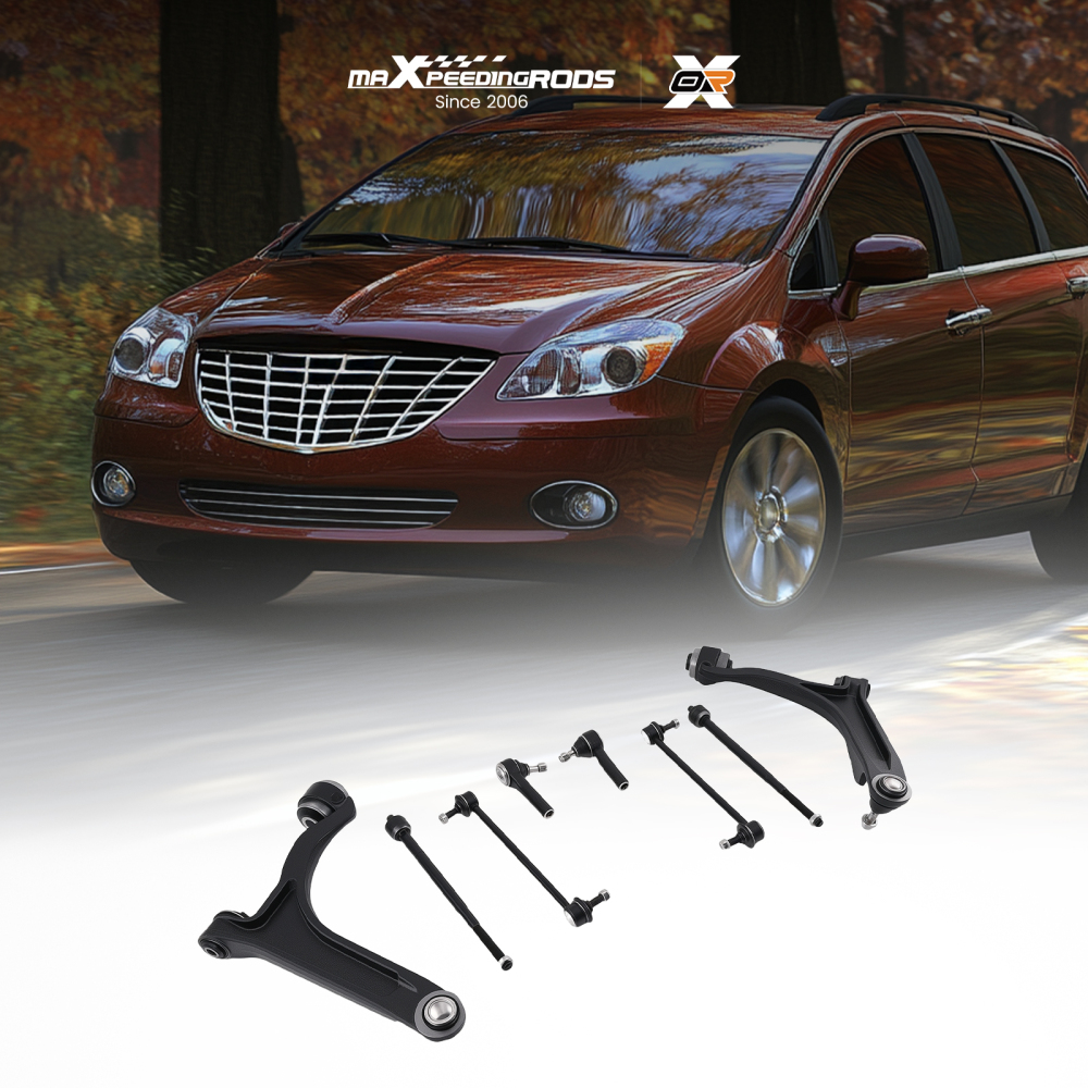 8x Front Lower Control Arms Sway Bars Tie Rods for 2004 - 2008 compatible for Chrysler Pacifica