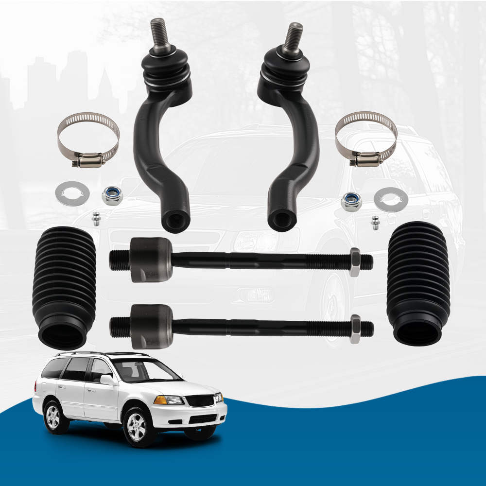 6pcs Front Inner Outer Tie Rods w/ Boots for 2001-2006 compatible for Acura MDX compatible for Honda Pilot