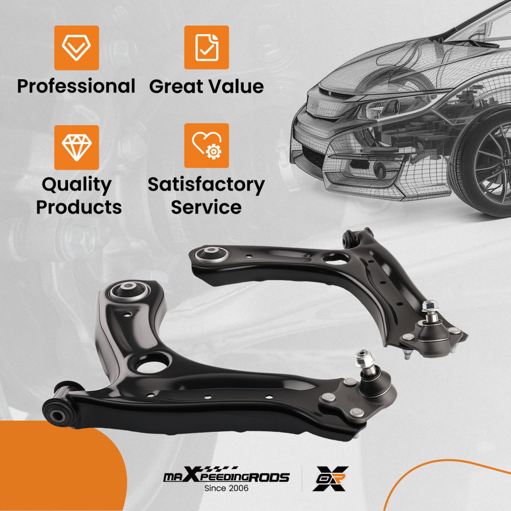 PAIR FRONT LOWER WISHBONE CONTROL ARM SUSPENSION LH+RH compatible for VW POLO compatible for AUDI A1 compatible for SKODA