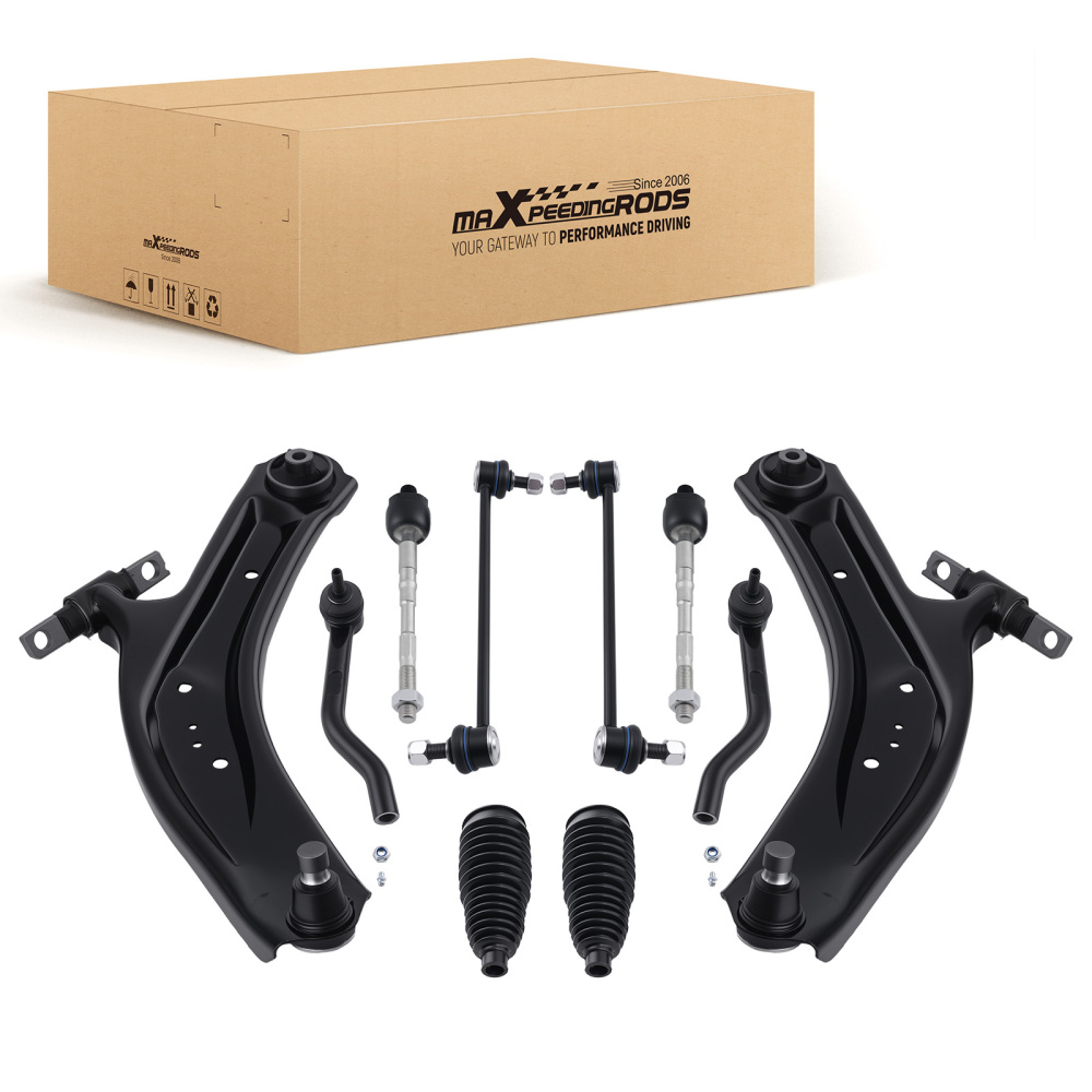 Front Lower Control Arms Sway Bar Tie Rods Boots Compatible for Nissan Rogue Sport Qashqai