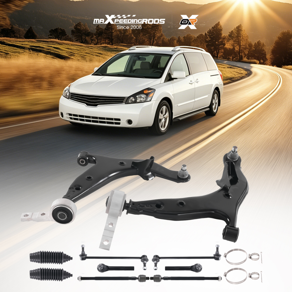 Front Lower Control Arm Ball Joint Sway Bar Tie Rod for 2004 - 2009 compatible for Nissan Quest