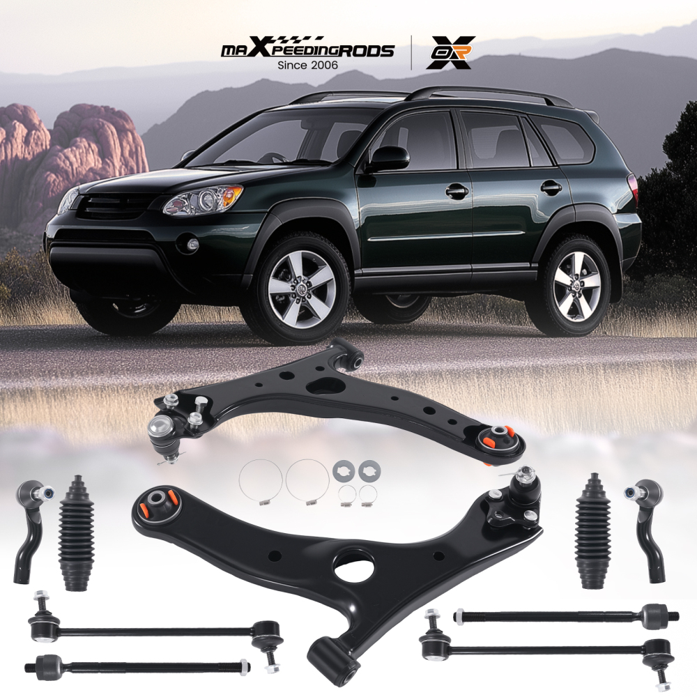 12x Front Lower Control Arm Ball Joint Tie Rod compatible for Toyota RAV4 2001-2005 K640212