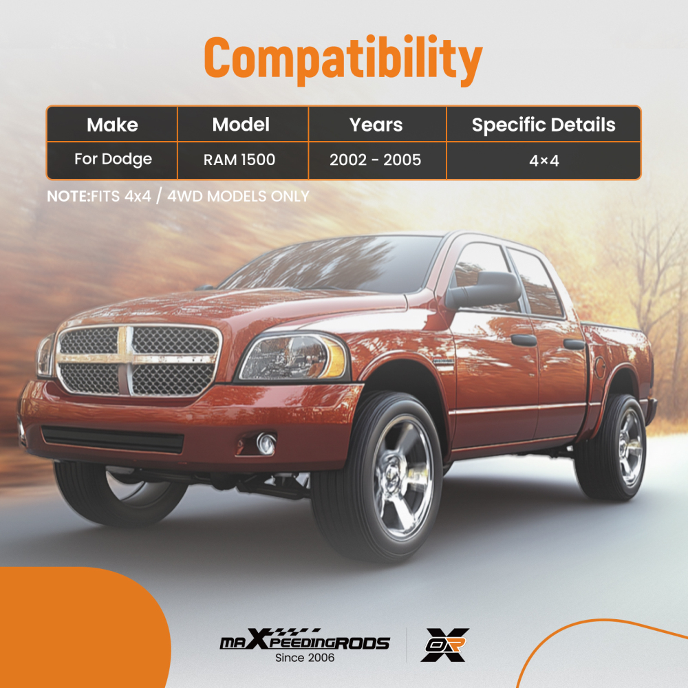 6x 4WD Front Upper Control Arm Ball Joint Sway Bar for 2002-2005 compatible for Dodge Ram 1500