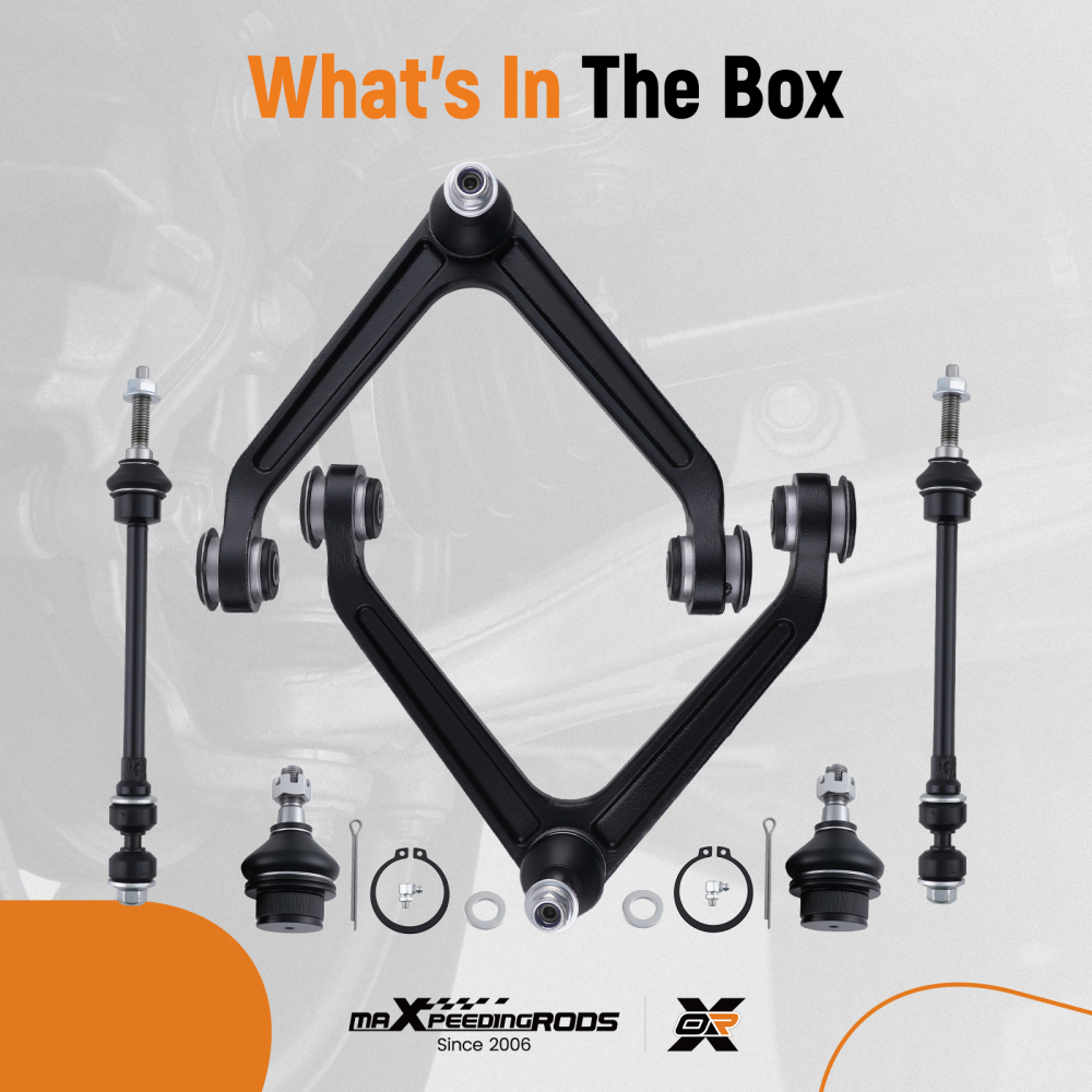 6x 4WD Front Upper Control Arm Ball Joint Sway Bar for 2002-2005 compatible for Dodge Ram 1500