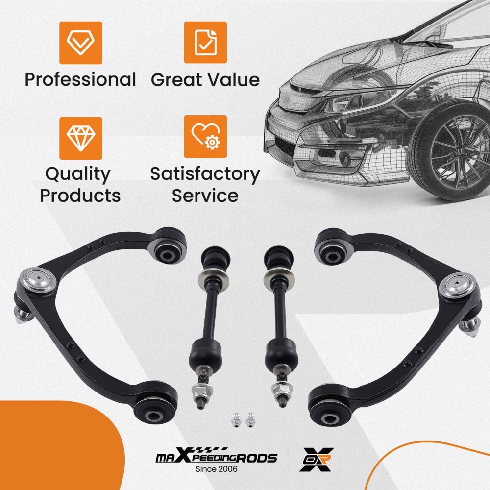 4x Front Upper Control Arms Sway Bars for 2005-10 compatible for Dodge Dakota compatible for Mitsubishi Raider
