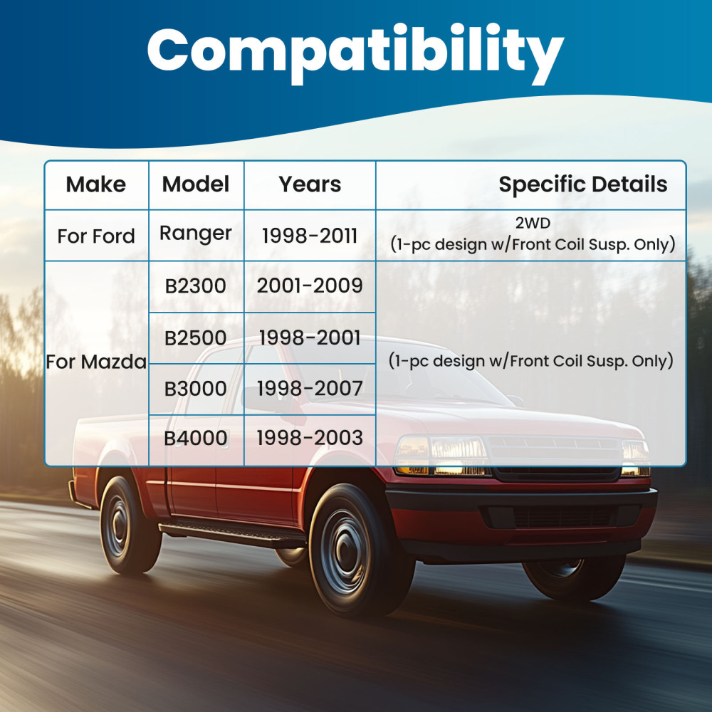 maXpeedingrods 12Pcs Front Suspension Kit Compatible for Ford Ranger 1998-2011 2WD, for Mazda B2300 B2500 B3000 B4000