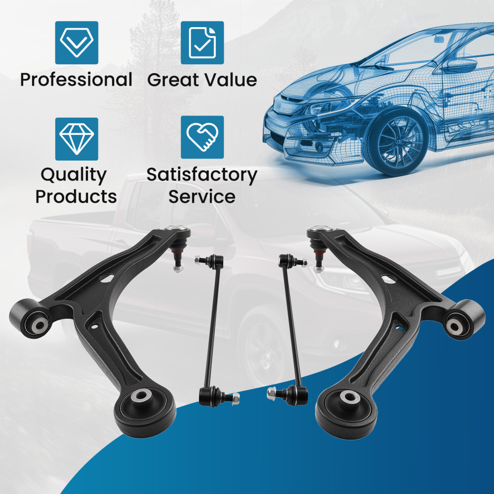 4pcs Front Lower Control Arms Sway Bar Links for 2006 2007-2014 compatible for Honda Ridgeline