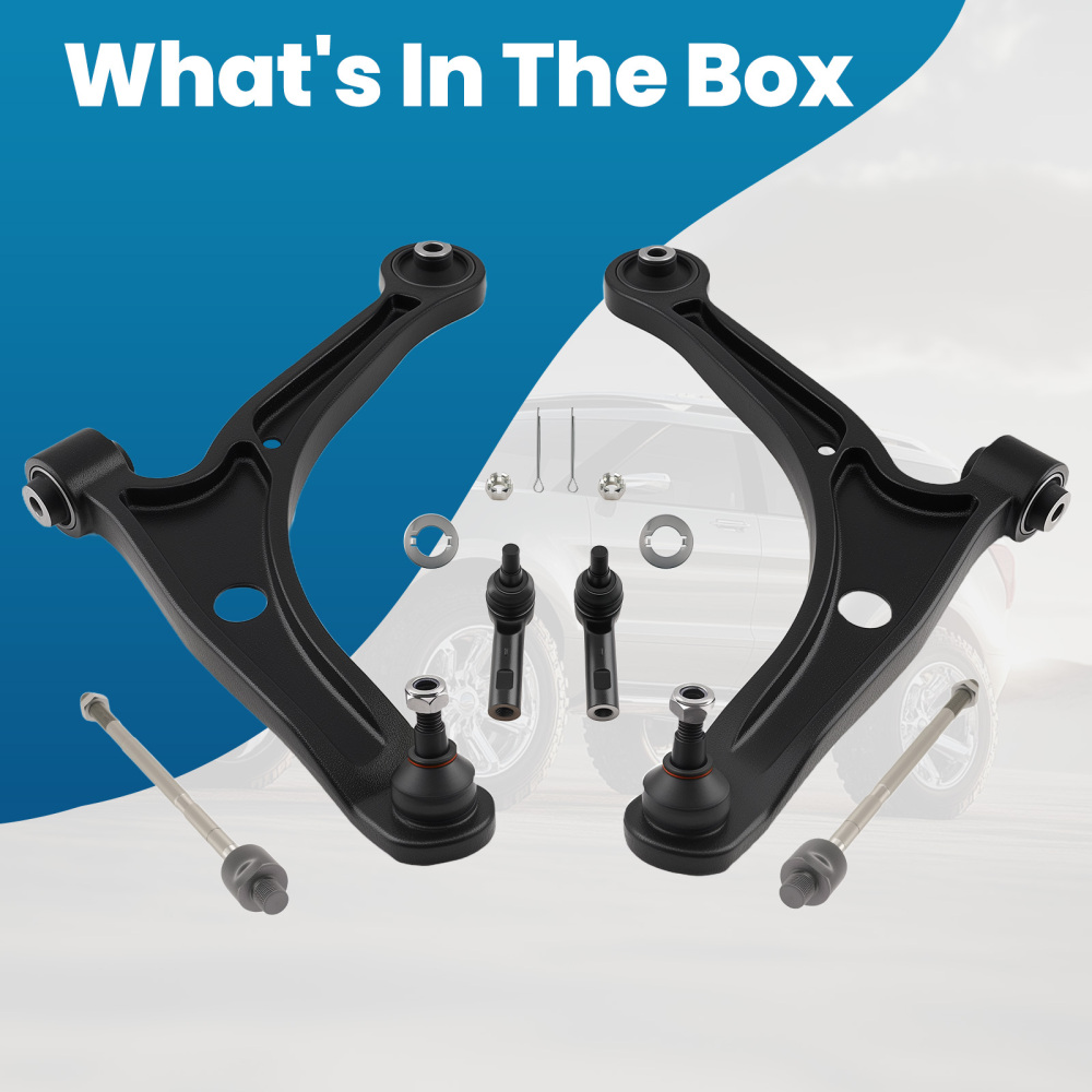 6x Front Lower Control Arms Tie Rods Kit compatible for Honda Ridgeline 2006 2007-2014 3.5L