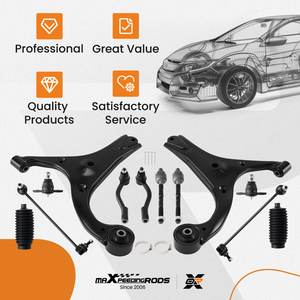 12pc Front Lower Control Arm Ball Joint Kit compatible for KIA RIO RIO5 2006-2011 EV800352