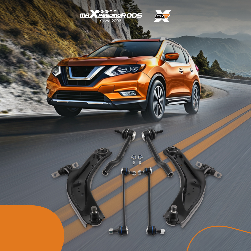 Front Lower Control Arms w/Ball Joint + Sway Bars + Outer Tie Rods Replacement Compatible for Nissan Rogue Sport - 6pc Set 2014-2019