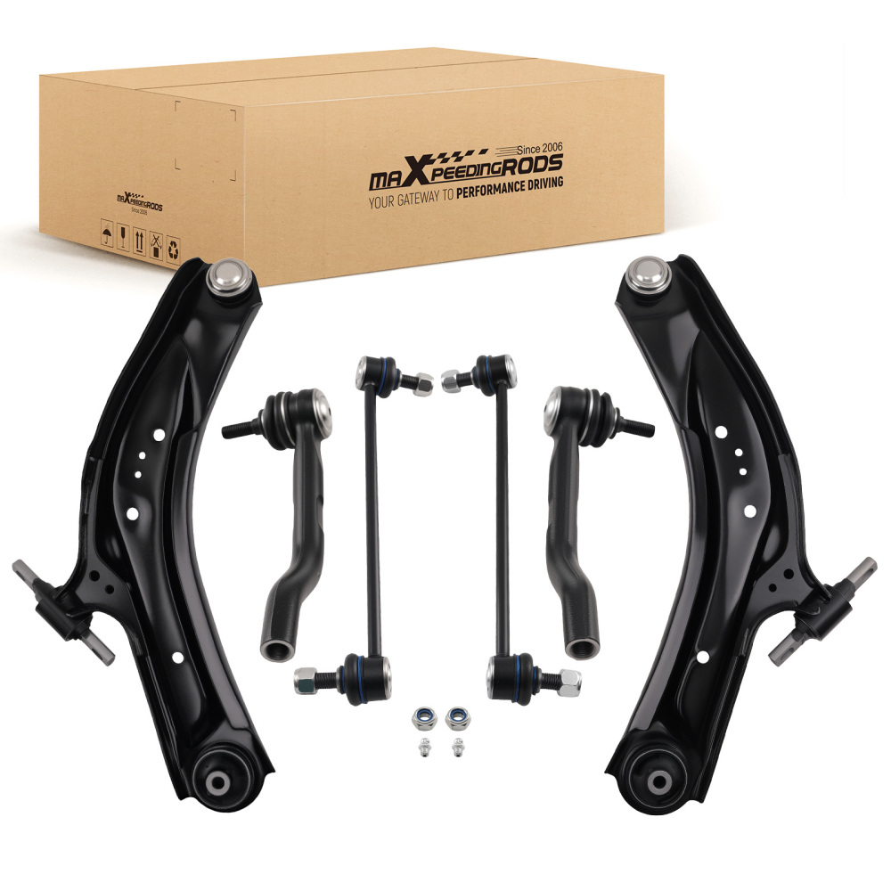 Front Lower Control Arms w/Ball Joint + Sway Bars + Outer Tie Rods Replacement Compatible for Nissan Rogue Sport - 6pc Set 2014-2019