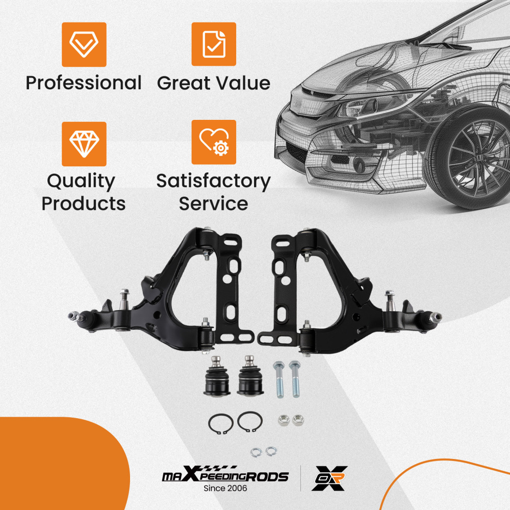 Front Lower Control Arms + Ball Joints for 2004-2007 compatible for Chevy Trailblazer compatible for GMC Envoy