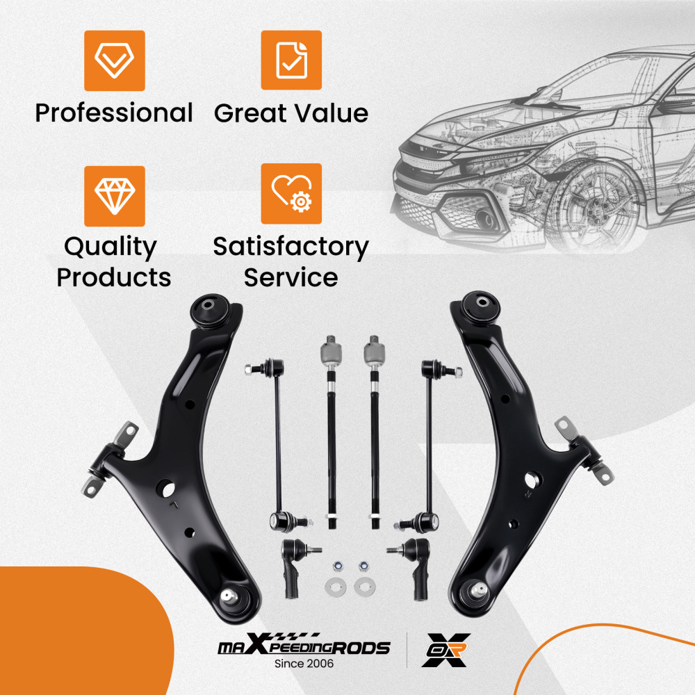 8 Pcs Front Lower Control Arm Stabilizer Bar Link compatible for Hyundai SANTA FE 2001-2006