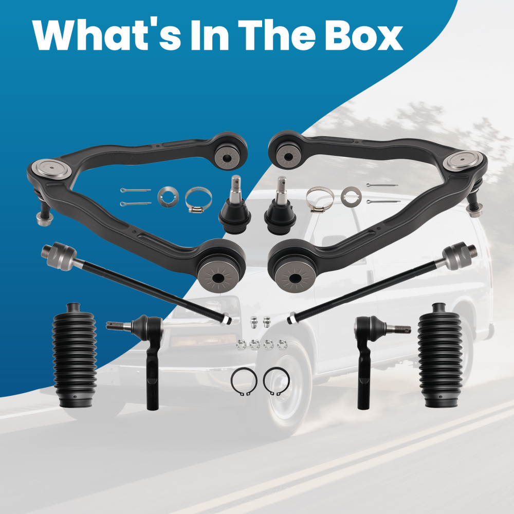 Front Upper Control Arm w/Ball Joint Tie Rod Kit compatible for Chevy Express 1500 2003 -14