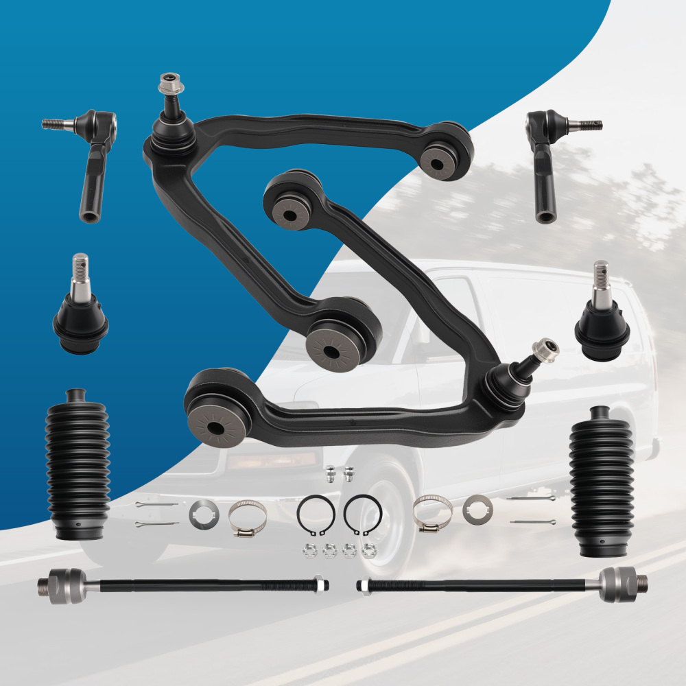 Front Upper Control Arm w/Ball Joint Tie Rod Kit compatible for Chevy Express 1500 2003 -14