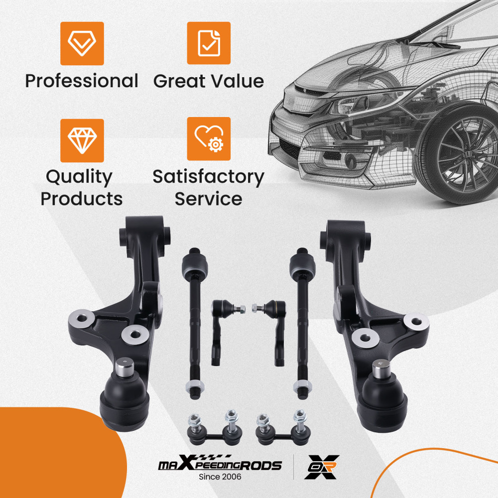 8pc Front Lower Control Arm Ball Joint Tie Rod End Kit compatible for KIA SEDONA 2002-2005