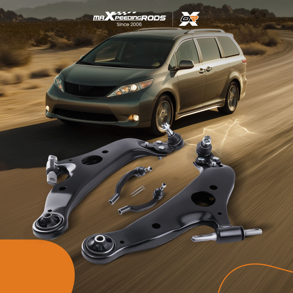 4x Front Lower Control Arm Ball Joint Tie Rod End compatible for Toyota Sienna 2004-2010