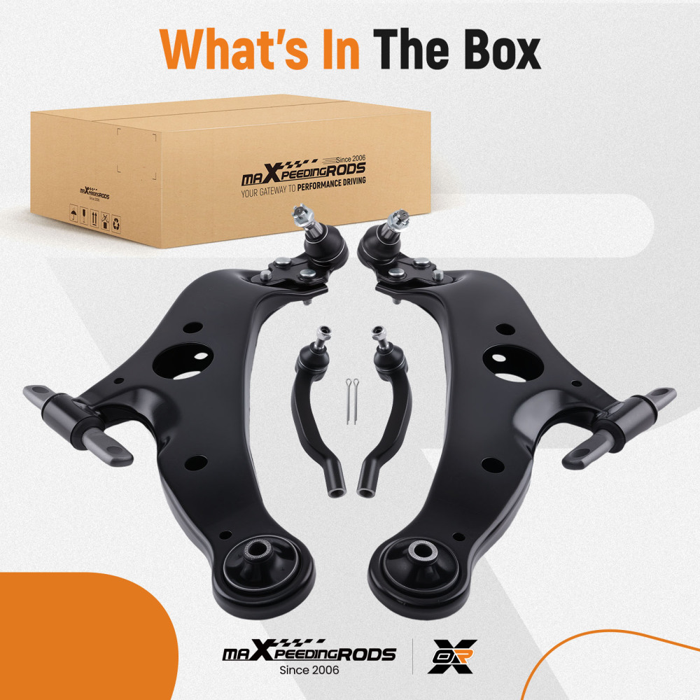 4x Front Lower Control Arm Ball Joint Tie Rod End compatible for Toyota Sienna 2004-2010