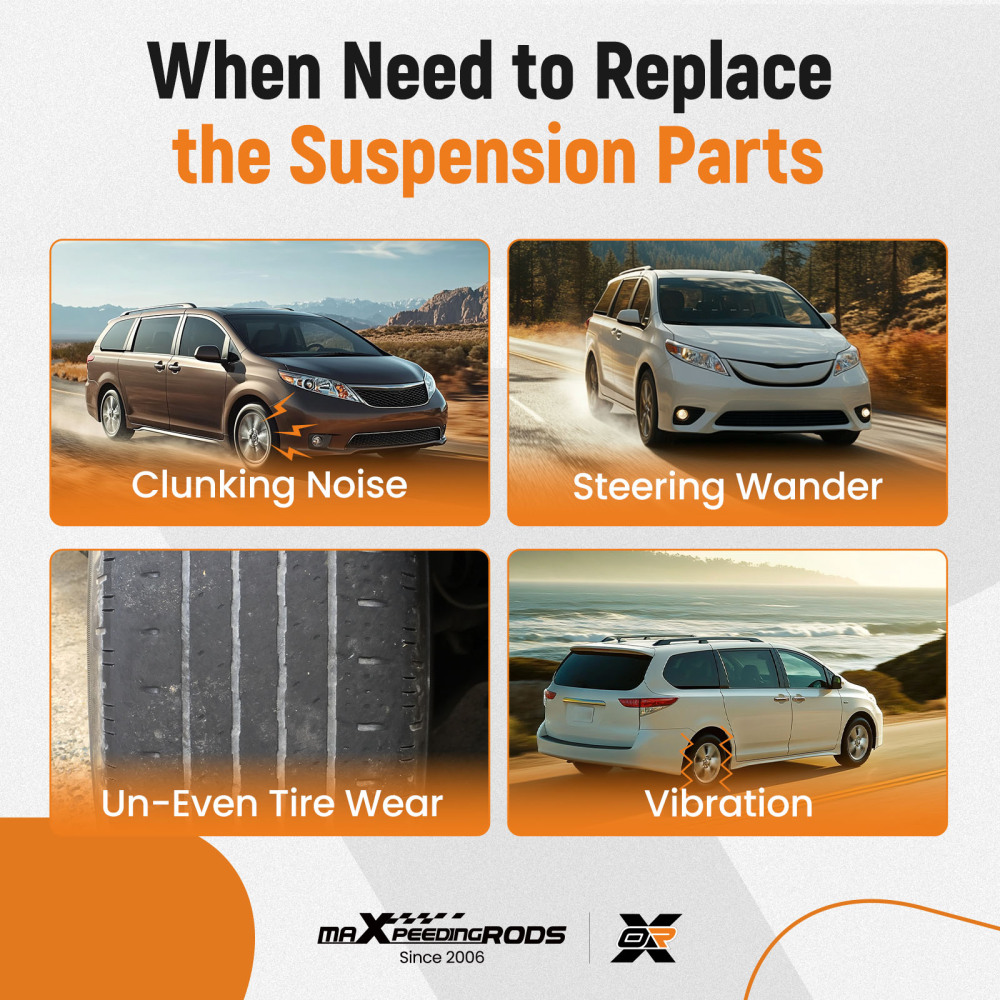 4x Front Lower Control Arm Ball Joint Tie Rod End compatible for Toyota Sienna 2004-2010