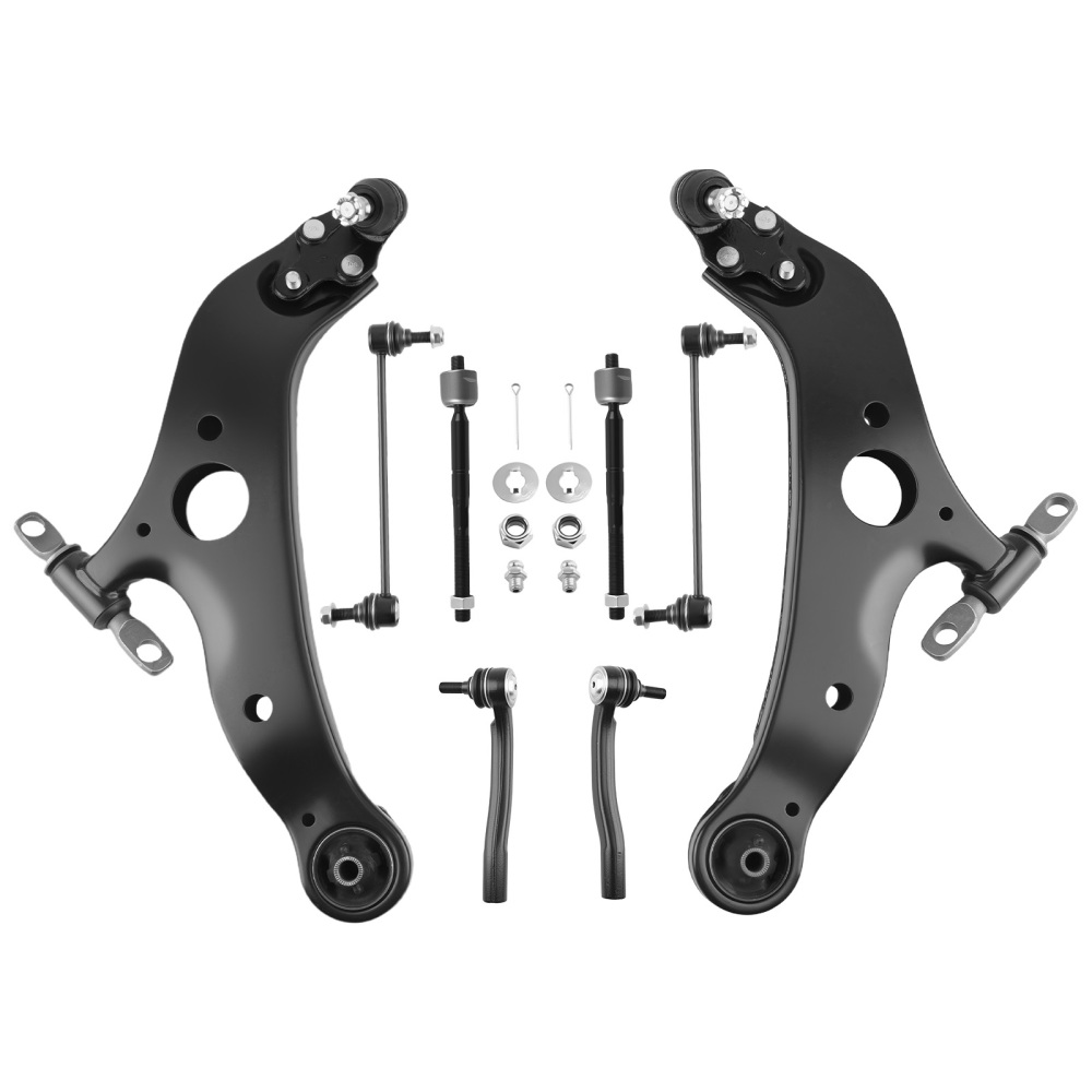 Front Suspension Kit w/ Control Arm, Sway Bar LinkTie Rod Compatible for 2004–2009 compatible for Toyota Sienna