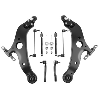 Front Suspension Kit w/ Control Arm, Sway Bar LinkTie Rod Compatible for 2004–2009 compatible for Toyota Sienna