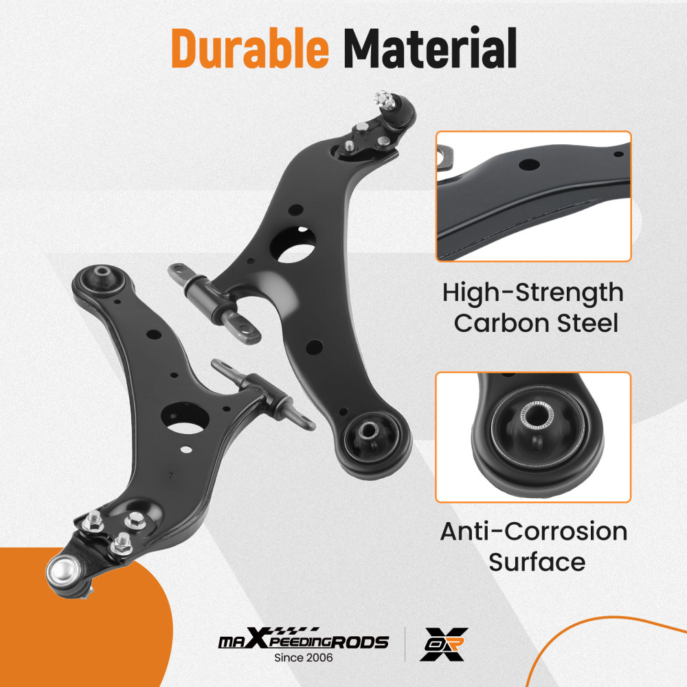 Front Suspension Kit w/ Control Arm, Sway Bar LinkTie Rod Compatible for 2004–2009 Toyota Sienna