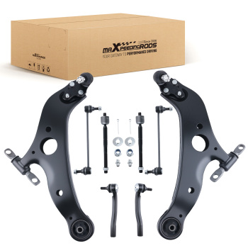 Front Suspension Kit w/ Control Arm, Sway Bar LinkTie Rod Compatible for 2004–2009 compatible for Toyota Sienna