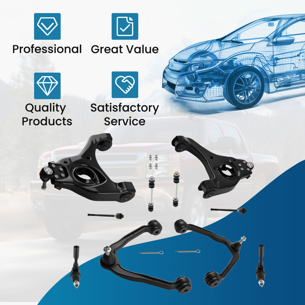10x Front Control Arms Suspension Kit compatible for Chevrolet Silverado 1500 1999-2006 RWD