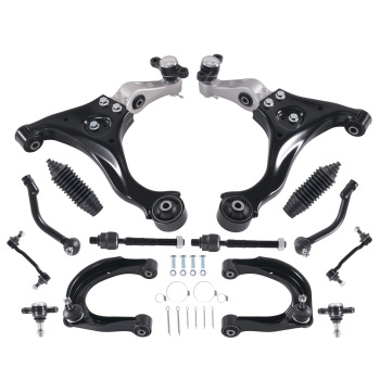 Front Upper Lower Control Arms Tie Rods Boots Sway Bars for 06-08 compatible for Hyundai Sonata