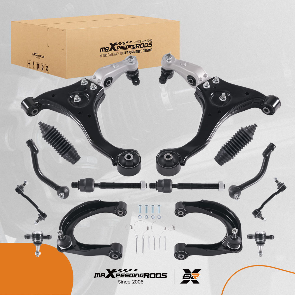 Front Upper Lower Control Arms Tie Rods Boots Sway Bars for 06-08 compatible for Hyundai Sonata