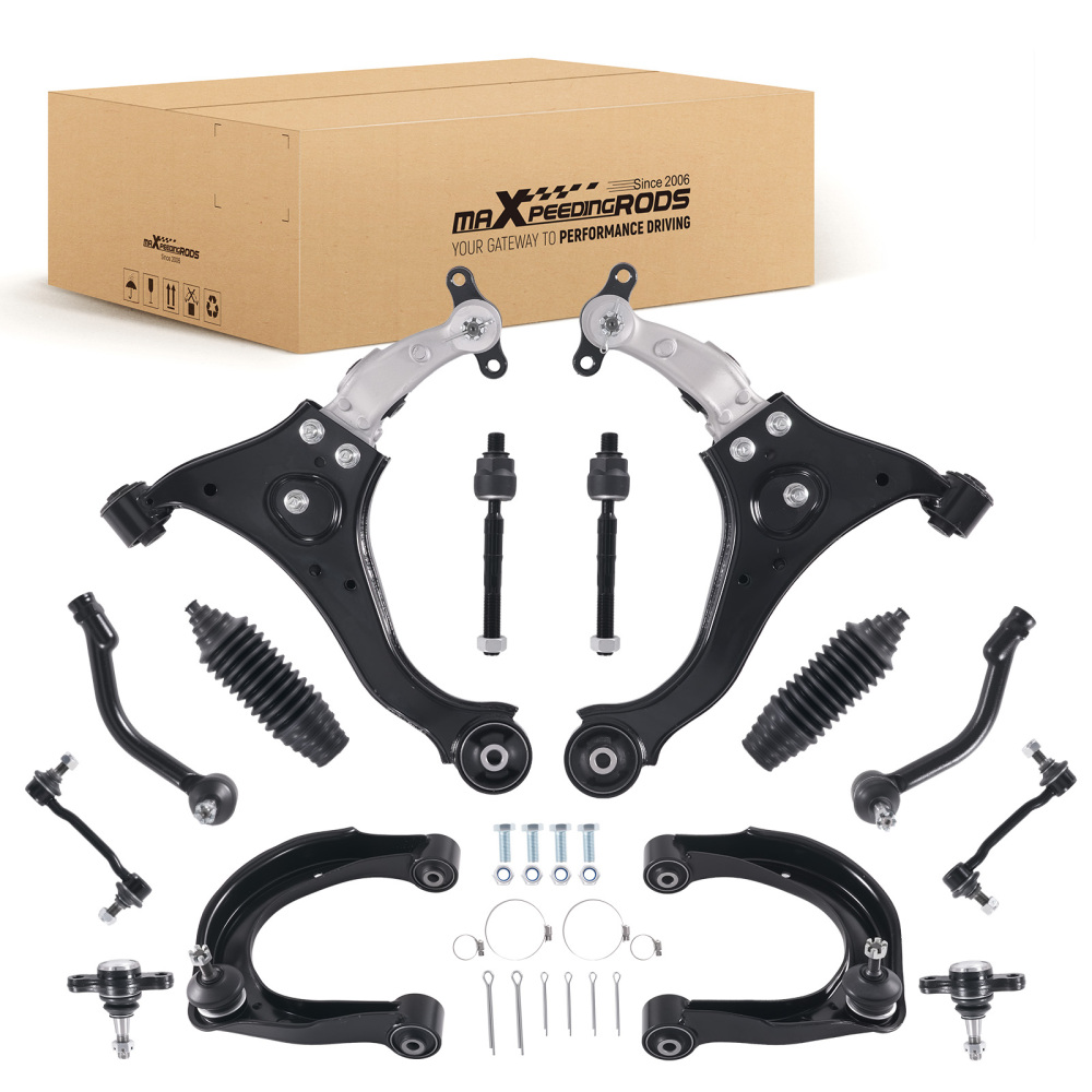 Front Upper Lower Control Arms Tie Rods Boots Sway Bars for 06-08 compatible for Hyundai Sonata