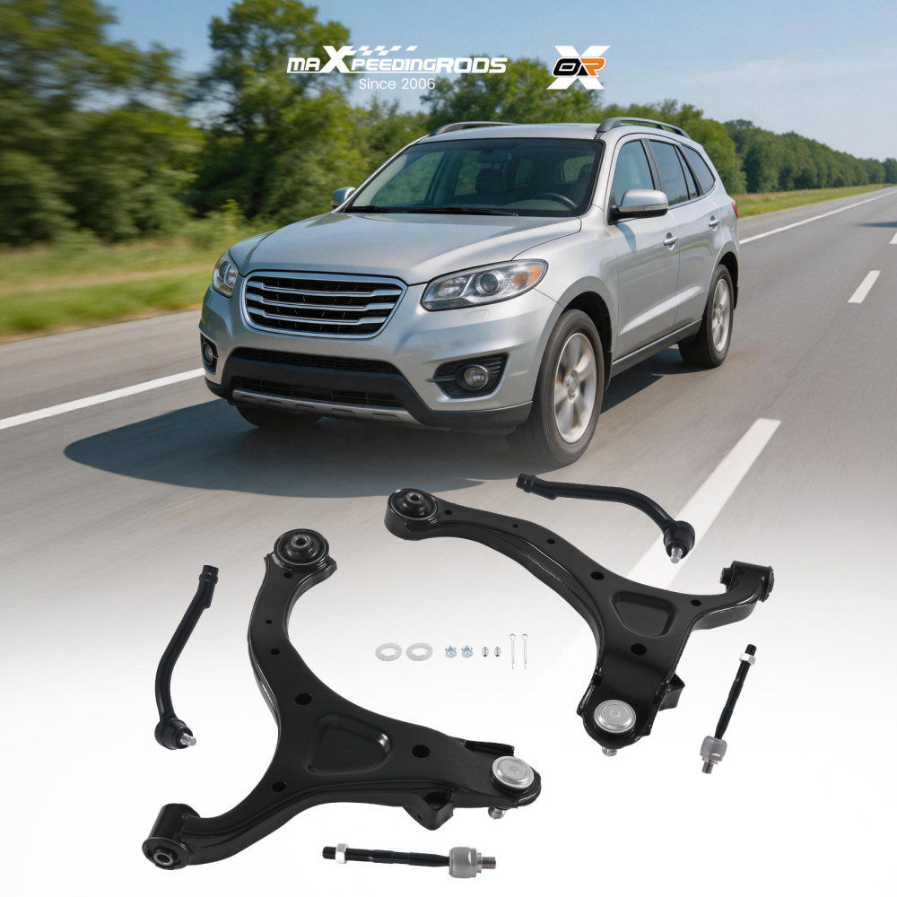 6pc Front Lower Control Arm Tie Rods for2007-2013 compatible for Hyundai Santa Fe compatible for Kia Sorento
