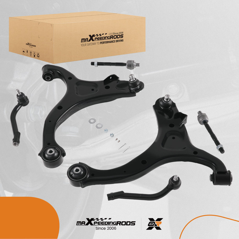 6pc Front Lower Control Arm Tie Rods for2007-2013 compatible for Hyundai Santa Fe compatible for Kia Sorento