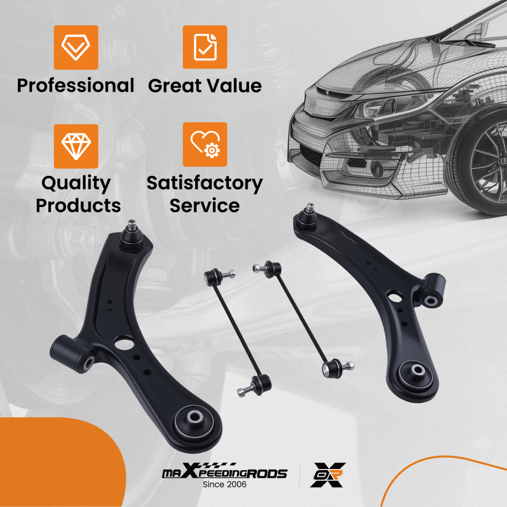 4x Front Lower Control Arms Sway Bar End Links Kit for 2007 - 2013 compatible for Suzuki SX4